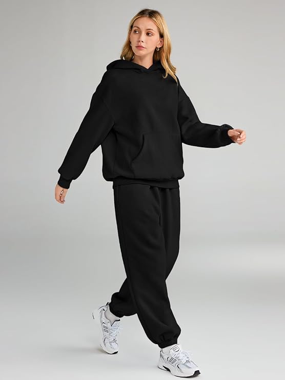 2 Piece Outfits Lounge Hoodie Sweatsuit Sets Sweatshirt Fall Fashion Sweatpants with Pockets