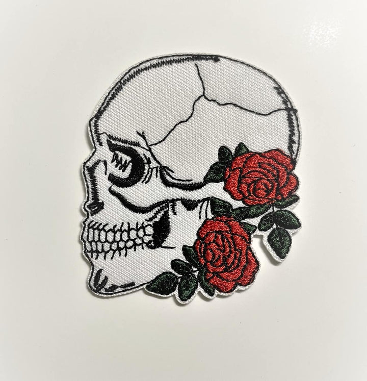 Red Rose Skull Embroidered Patch Sew On/Iron On Patch Applique