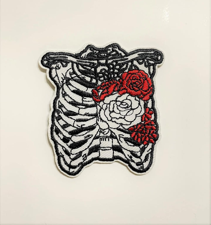 Red Rose in Chest Embroidered Patch Sew On/Iron On Patch Applique