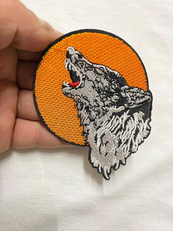 Wolf Iron on Embroidered Patch