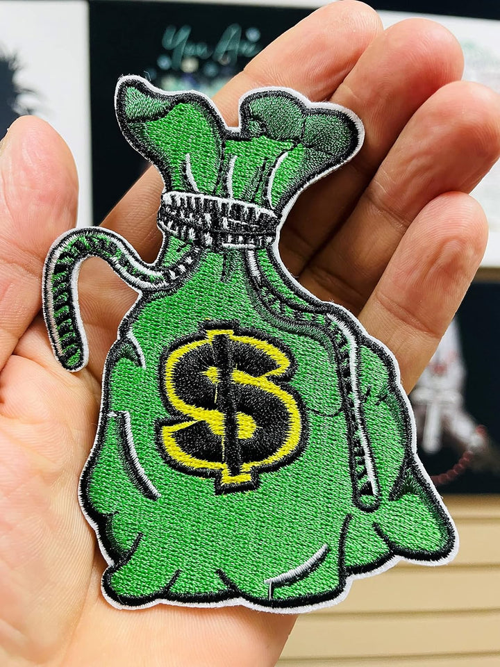 Dollar Money Iron on Patches Embroidery Designs Velcro Iron-On Decoration Sew on Patches