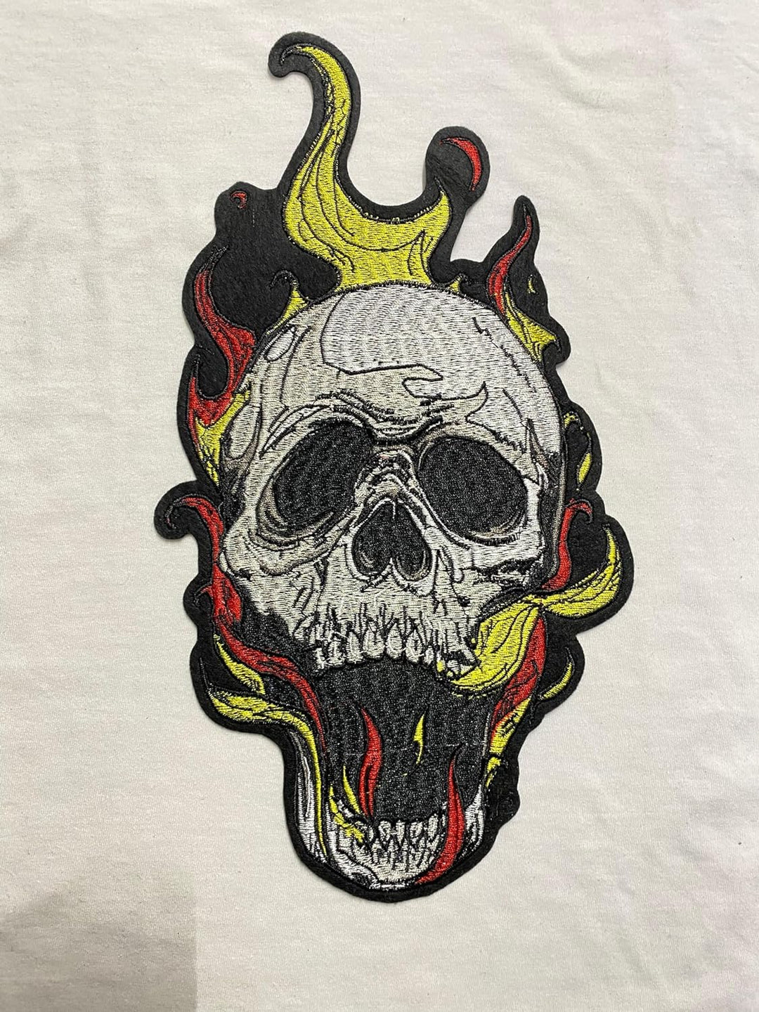 Large Patch Burning Skull Iron on Patch Skeleton Sew On Patch Embroidered