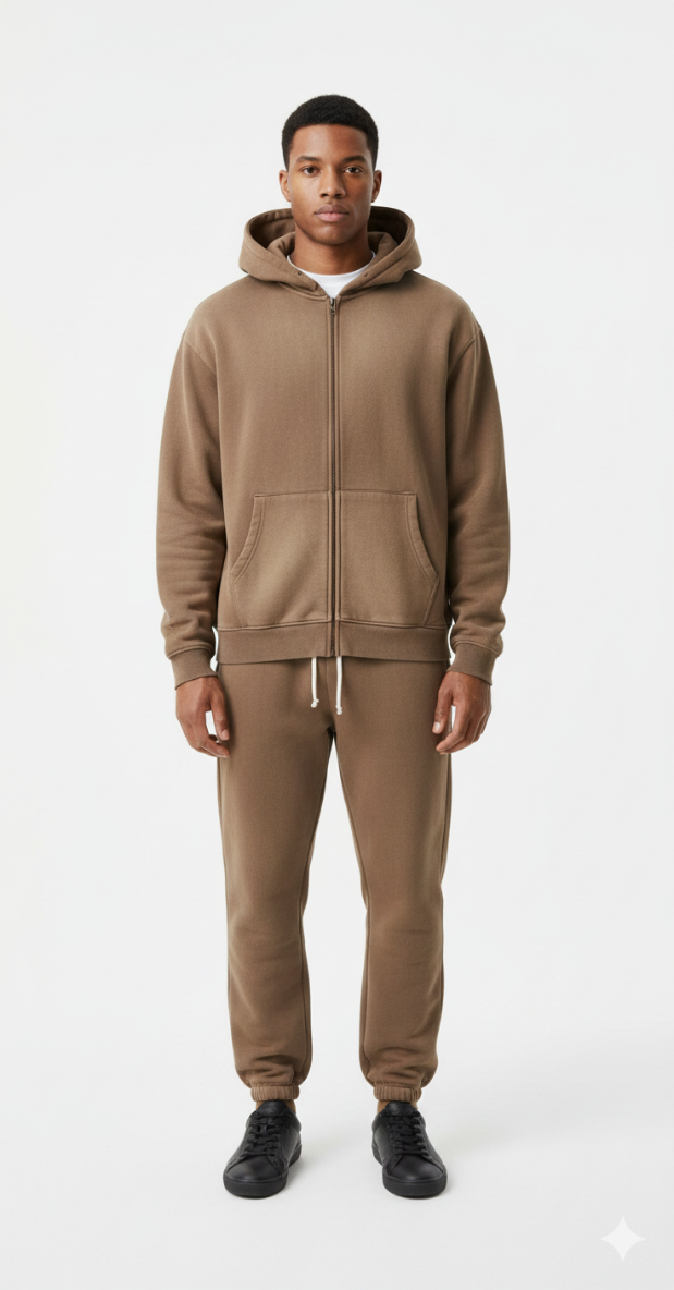 Premium Zipper Hoodie & Pants Set – Acid Wash, Crunchy  Bottoms