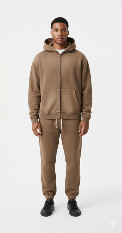 Premium Zipper Hoodie & Pants Set – Acid Wash, Crunchy  Bottoms