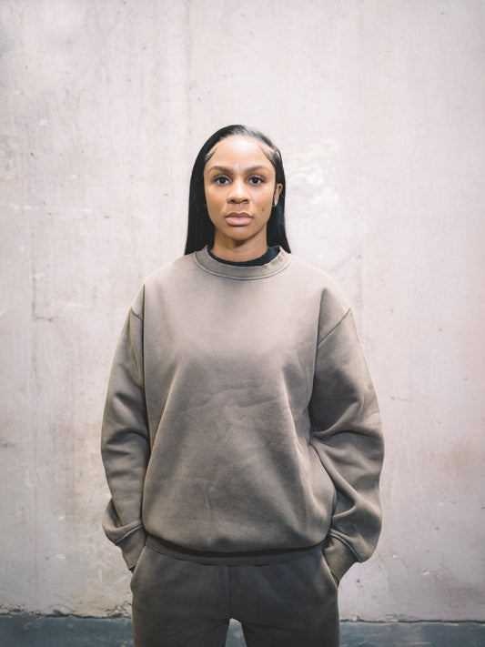 Acid Washed SweatShirt set with Flare Pant