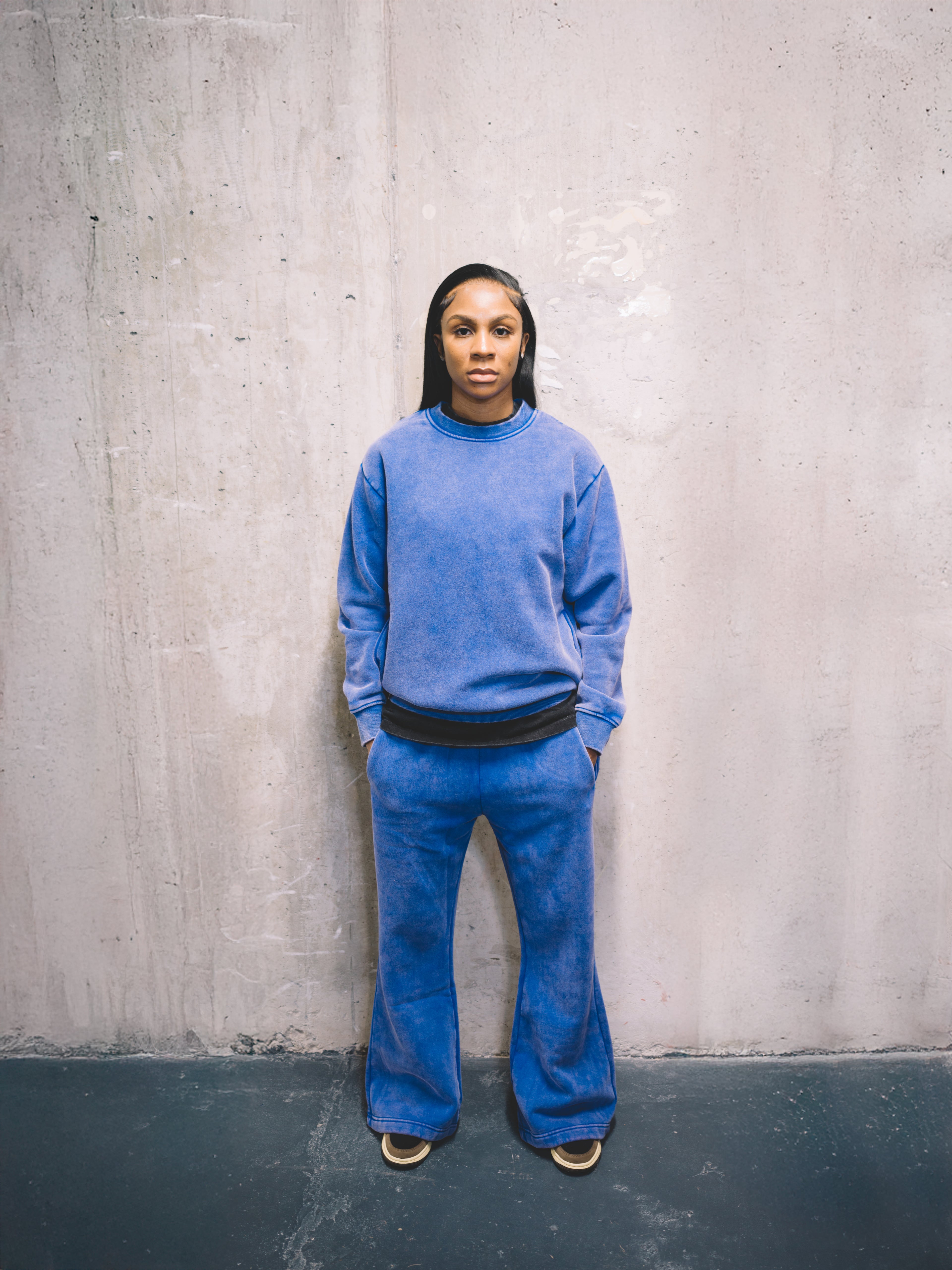 Acid Washed SweatShirt set with Flare Pant