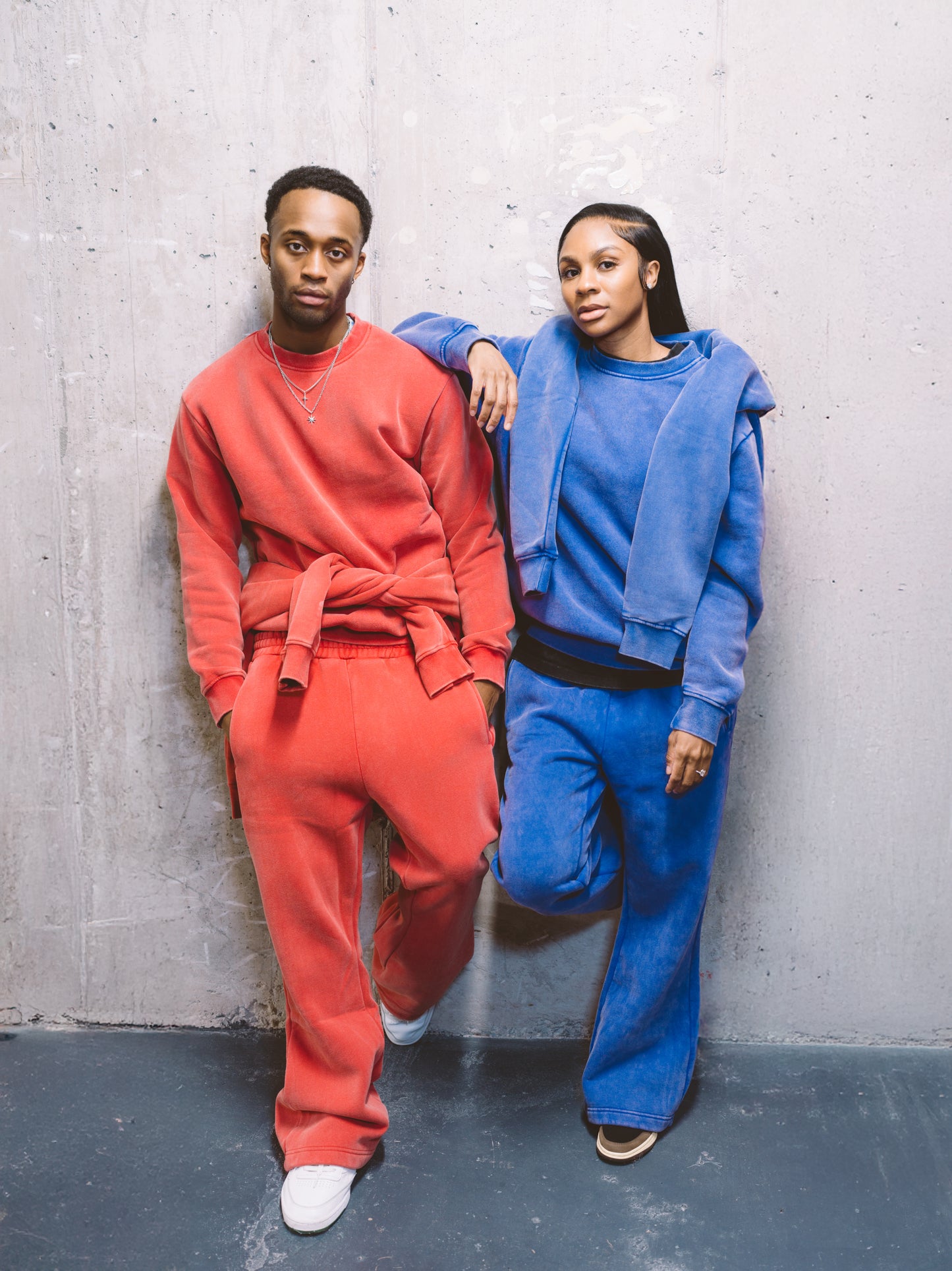 Acid Washed SweatShirt set with Flare Pant