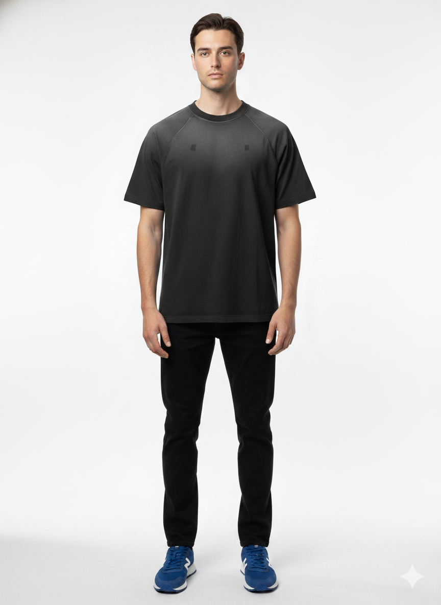 Acid Wash French Terry Cotton T-Shirt