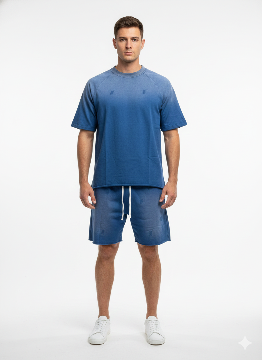 French Terry Acid Washed T-Shirt & Shorts Set