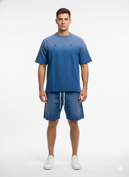 French Terry Acid Washed T-Shirt & Shorts Set