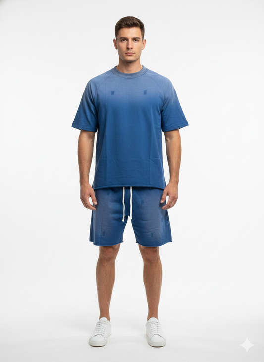 French Terry Acid Washed T-Shirt & Shorts Set