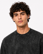 Black Acid Wash Short Sleeve-Tshirt