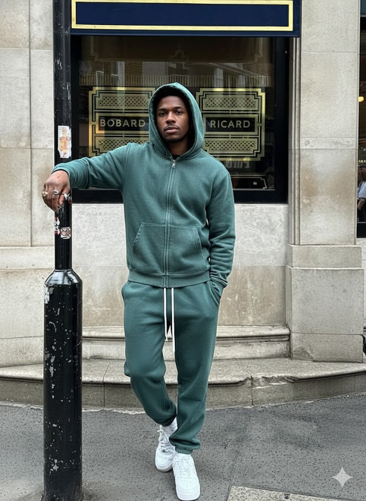 Premium Zipper Hoodie & Pants Set – Acid Wash, Crunchy  Bottoms