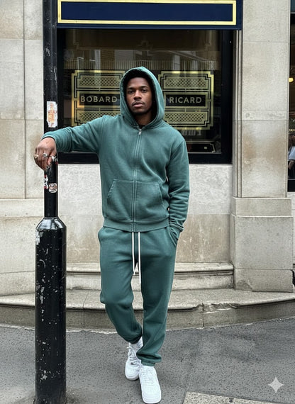 Premium Zipper Hoodie & Pants Set – Acid Wash, Crunchy  Bottoms