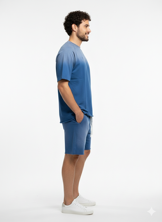 French Terry Acid Washed T-Shirt & Shorts Set