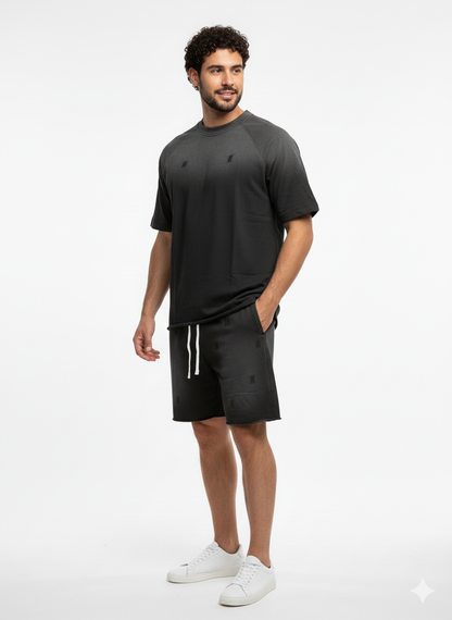 French Terry Acid Washed T-Shirt & Shorts Set