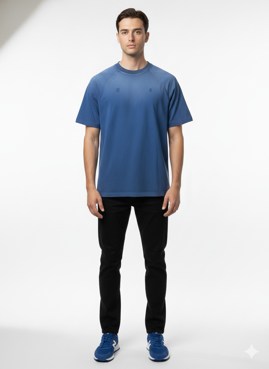 Acid Wash French Terry Cotton T-Shirt