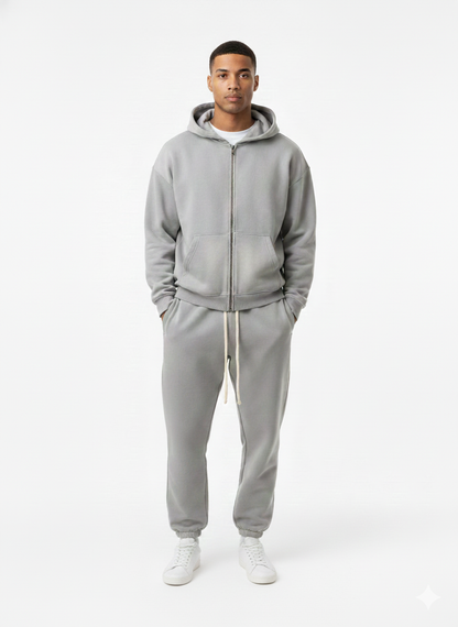 Premium Zipper Hoodie & Pants Set – Acid Wash, Crunchy  Bottoms