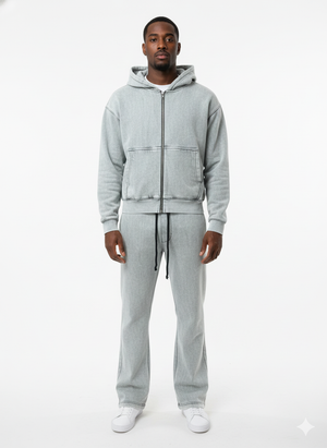 Unisex Fleece Zip-Up Hoodie Set – Full Zipper Hoodie & Straight