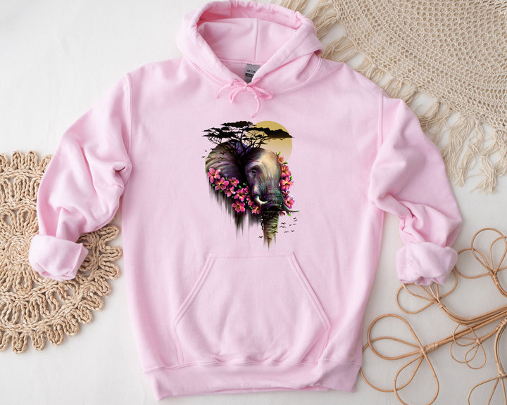 Wild Elephant Design Heavy Hoodie