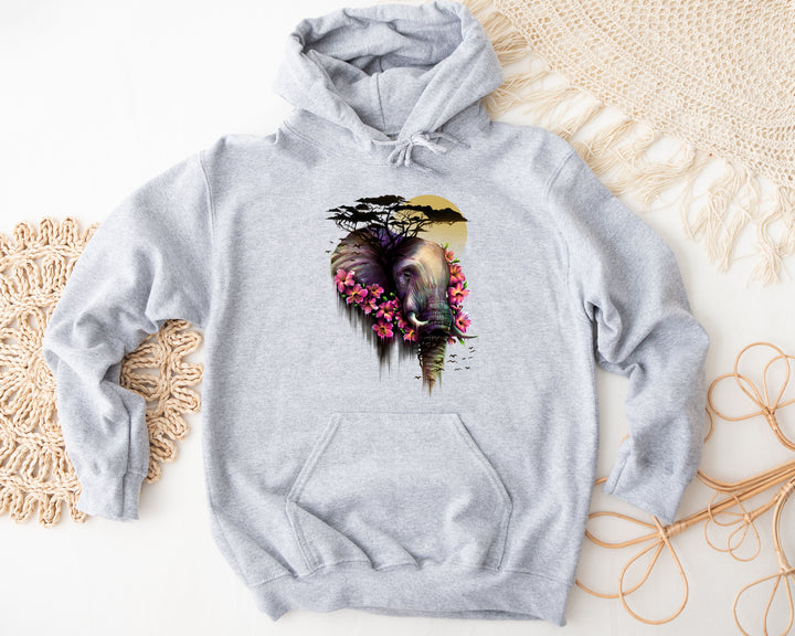 Wild Elephant Design Heavy Hoodie