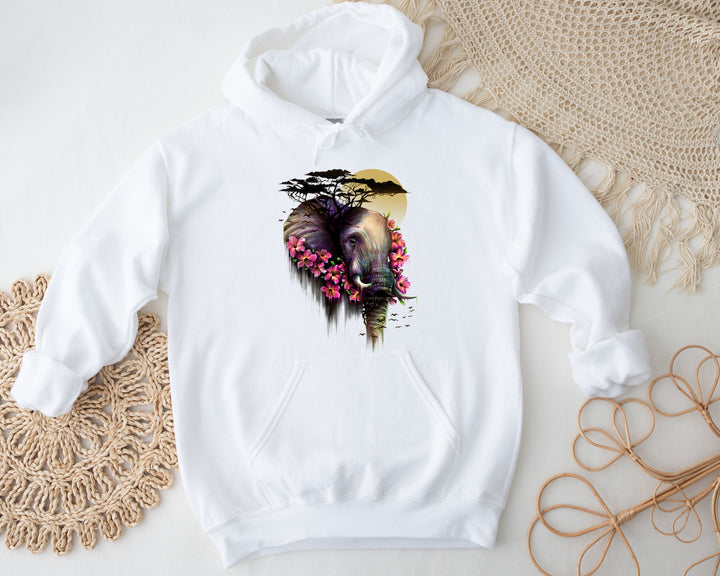 Wild Elephant Design Heavy Hoodie