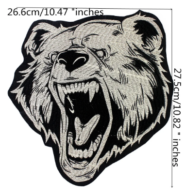 Large Bear Iron on Patch Animal Sew On Patch Embroidered