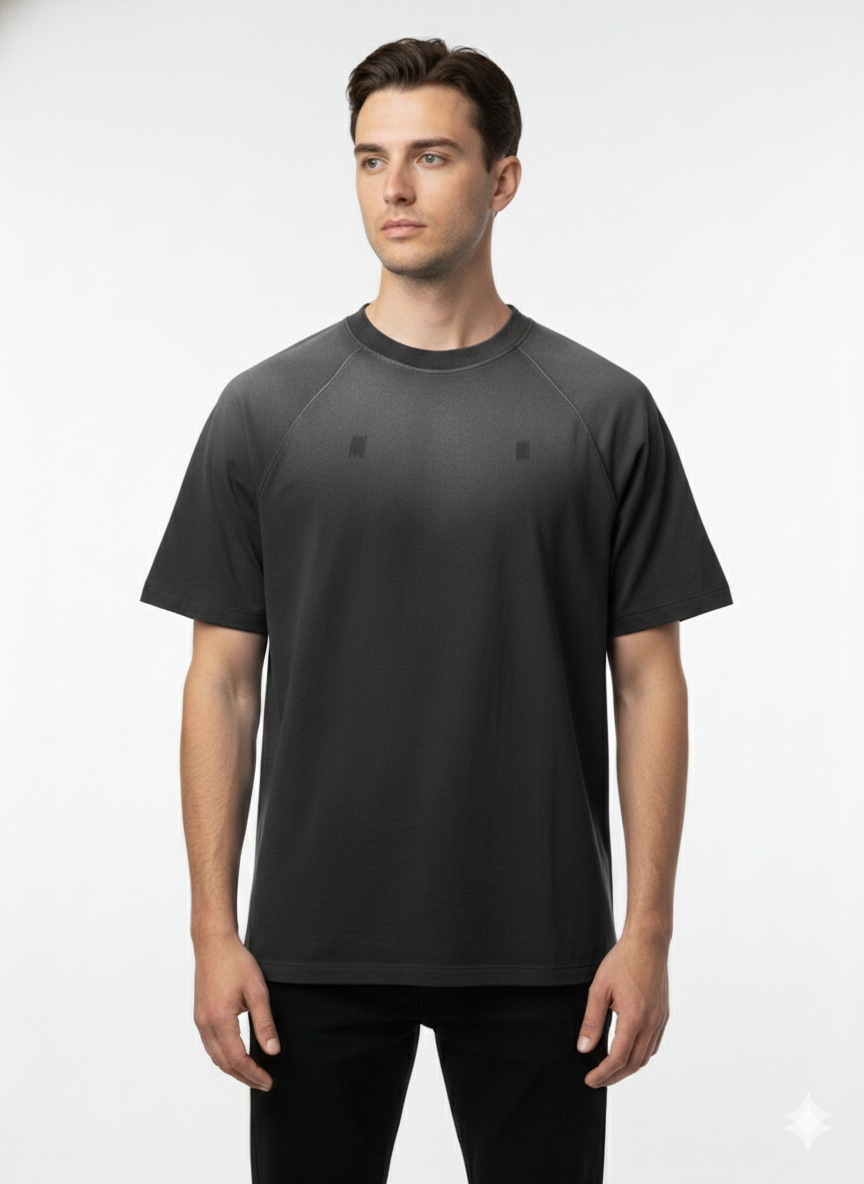 Acid Wash French Terry Cotton T-Shirt